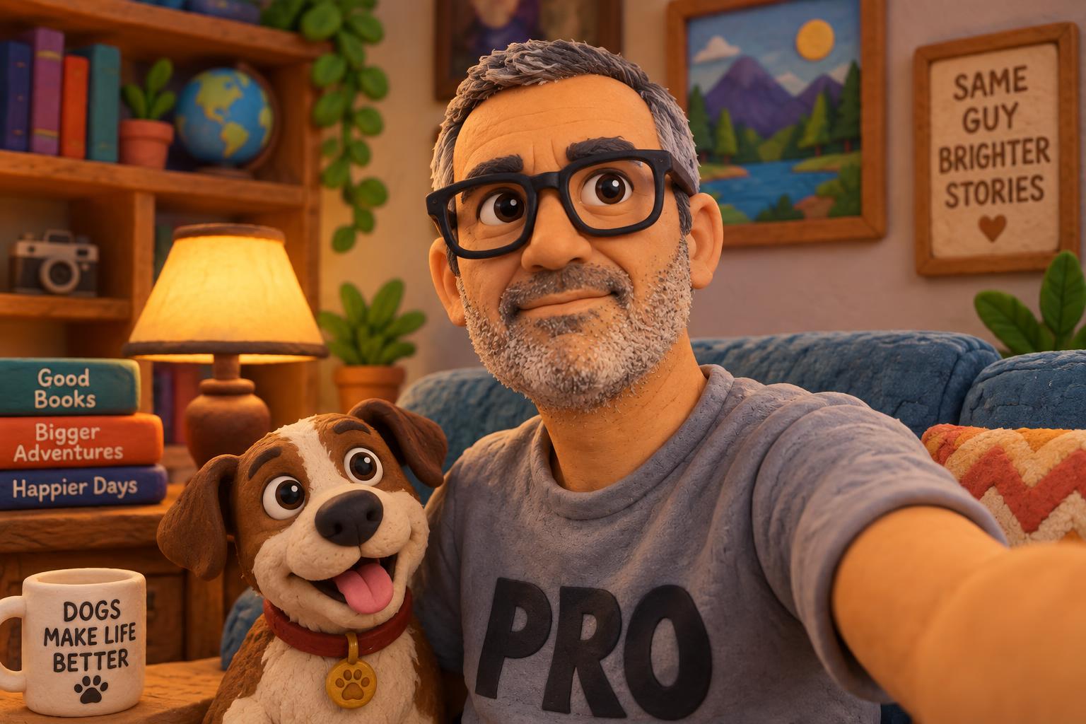 Animated portrait with a dog