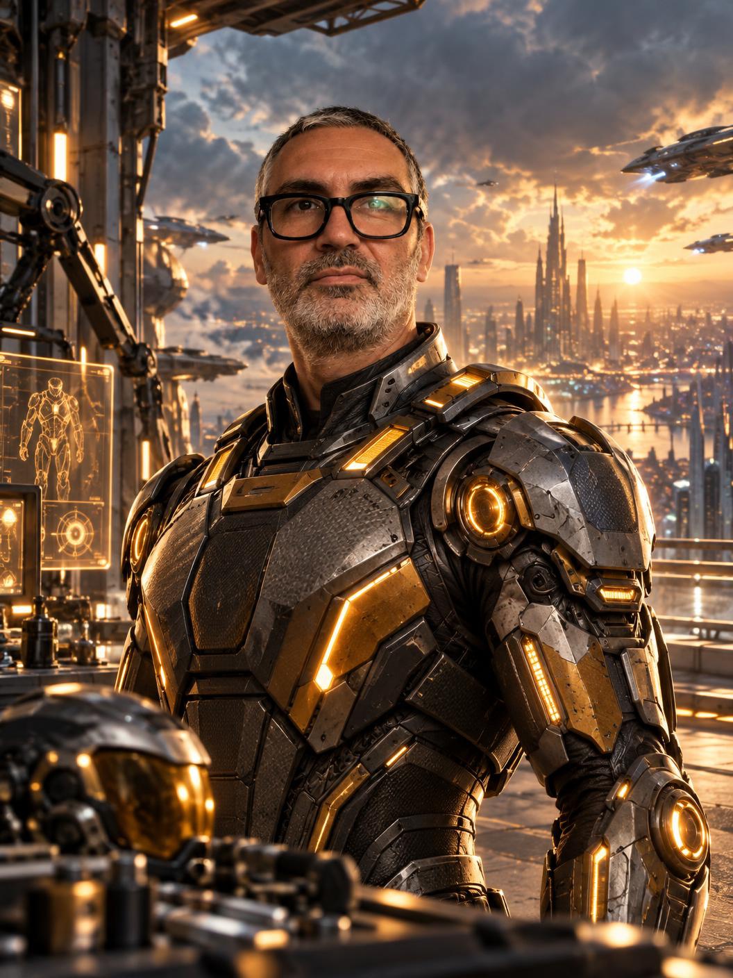 Sci-fi armour portrait generated with Synapse Booth