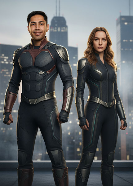 Superhero duo AI example